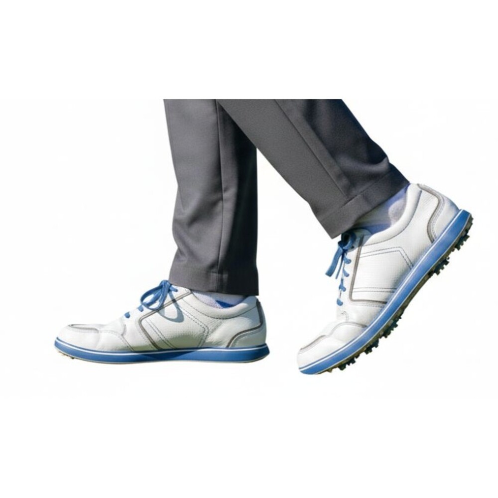 Ashworth Cardiff ADC Spikeless Golf Shoes White Blue Men's Size 10.5 Leather